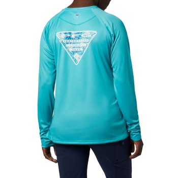 Columbia Tidal PFG Printed Triangle Long Sleeve, Sudaderas Azules Para Mujer | 134076-TGA